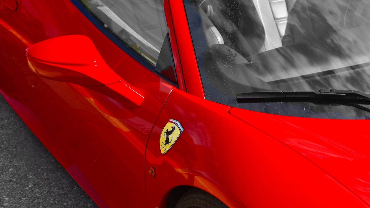 Wallpaper ferrari, sports car, car, mirror, red