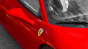 Preview wallpaper ferrari, sports car, car, mirror, red