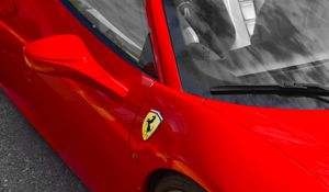 Preview wallpaper ferrari, sports car, car, mirror, red