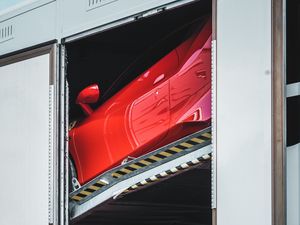 Preview wallpaper ferrari, sports car, car, red, container