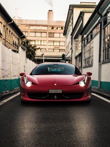Preview wallpaper ferrari, sports car, red, front view