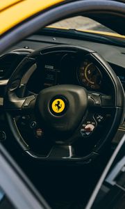 Preview wallpaper ferrari, steering wheel, interior, speedometer