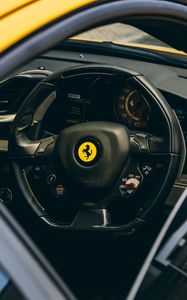 Preview wallpaper ferrari, steering wheel, interior, speedometer