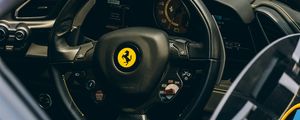 Preview wallpaper ferrari, steering wheel, interior, speedometer