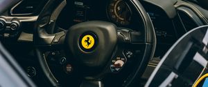 Preview wallpaper ferrari, steering wheel, interior, speedometer