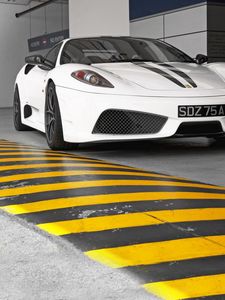 Preview wallpaper ferrari, white, front view, speed bumps