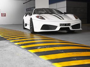 Preview wallpaper ferrari, white, front view, speed bumps