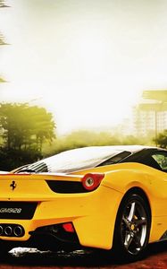 Preview wallpaper ferrari, yellow, road