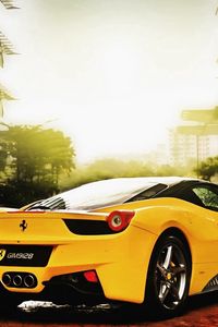 Preview wallpaper ferrari, yellow, road