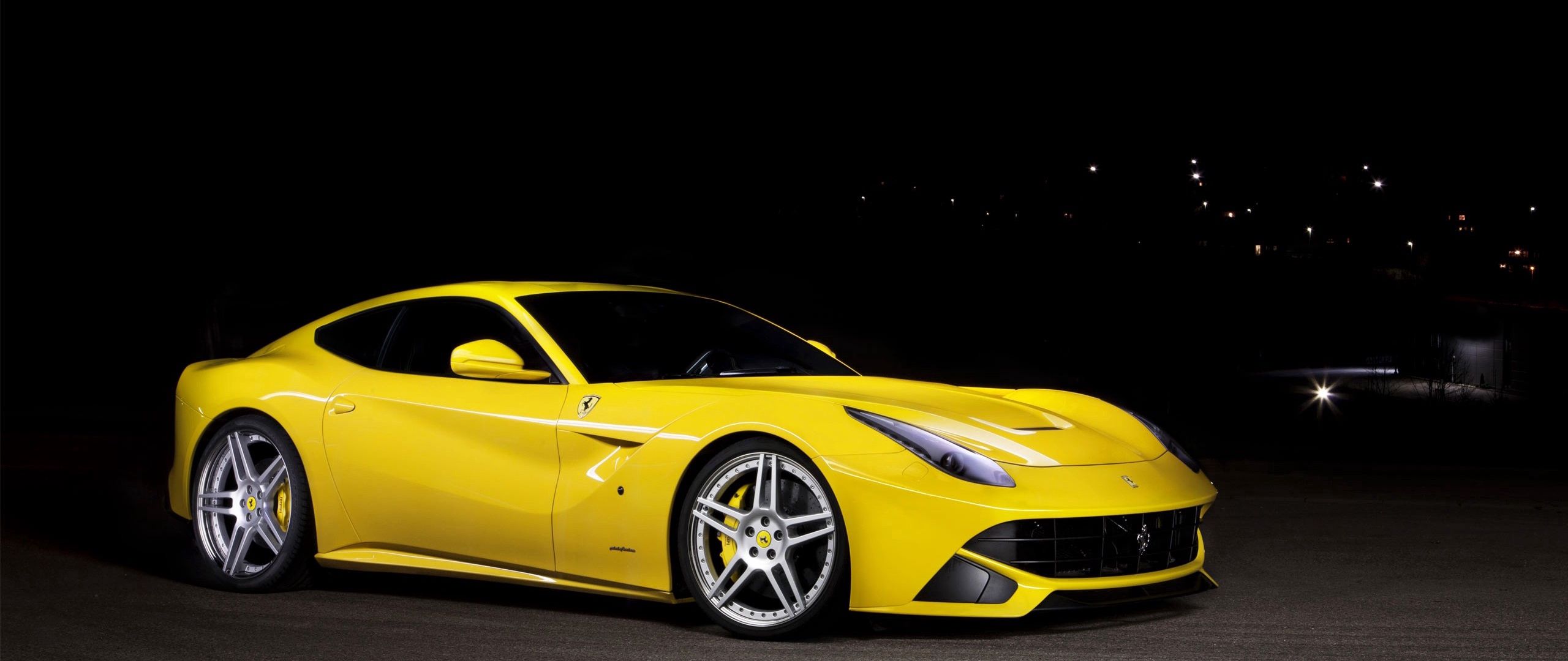 Download Wallpaper 2560x1080 Ferrari, Yellow, Style, Cars Dual Wide 