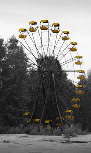 Preview wallpaper ferris wheel, attraction, abandoned, gloomy, pripyat