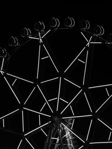 Preview wallpaper ferris wheel, attraction, backlight, black