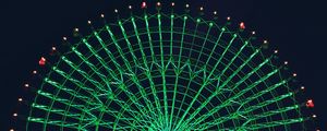 Preview wallpaper ferris wheel, attraction, backlight, green, night