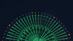 Preview wallpaper ferris wheel, attraction, backlight, green, night