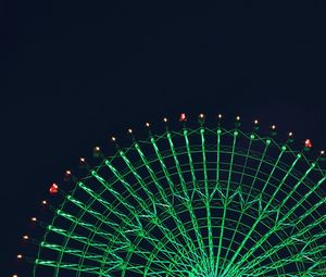 Preview wallpaper ferris wheel, attraction, backlight, green, night