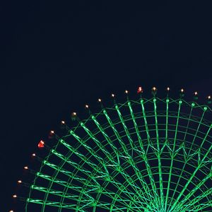 Preview wallpaper ferris wheel, attraction, backlight, green, night