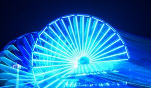 Preview wallpaper ferris wheel, attraction, backlight, long exposure, blue