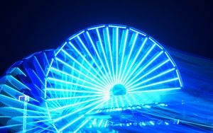 Preview wallpaper ferris wheel, attraction, backlight, long exposure, blue