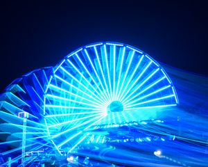 Preview wallpaper ferris wheel, attraction, backlight, long exposure, blue