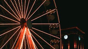 Preview wallpaper ferris wheel, attraction, backlight, dark