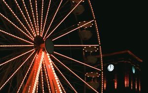 Preview wallpaper ferris wheel, attraction, backlight, dark