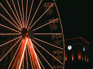 Preview wallpaper ferris wheel, attraction, backlight, dark