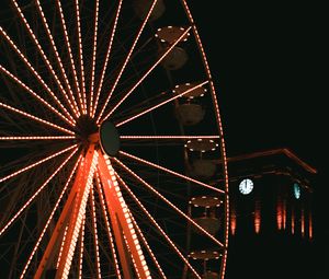 Preview wallpaper ferris wheel, attraction, backlight, dark