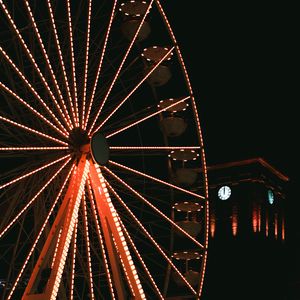 Preview wallpaper ferris wheel, attraction, backlight, dark