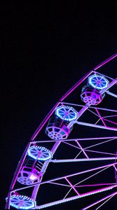 Preview wallpaper ferris wheel, attraction, backlight, purple, dark