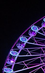 Preview wallpaper ferris wheel, attraction, backlight, purple, dark