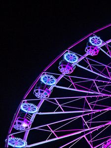 Preview wallpaper ferris wheel, attraction, backlight, purple, dark