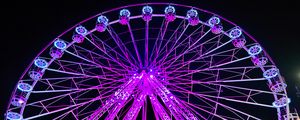 Preview wallpaper ferris wheel, attraction, backlight, purple, dark