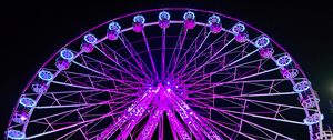 Preview wallpaper ferris wheel, attraction, backlight, purple, dark