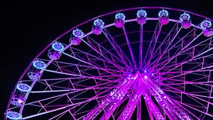 Preview wallpaper ferris wheel, attraction, backlight, purple, dark