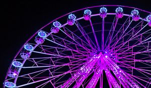 Preview wallpaper ferris wheel, attraction, backlight, purple, dark