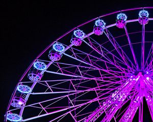 Preview wallpaper ferris wheel, attraction, backlight, purple, dark