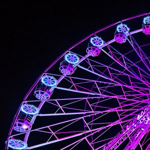 Preview wallpaper ferris wheel, attraction, backlight, purple, dark