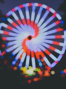 Preview wallpaper ferris wheel, attraction, blur, light