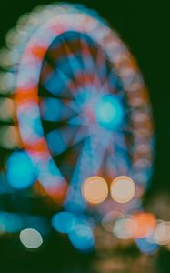 Preview wallpaper ferris wheel, attraction, bokeh, lights, blur