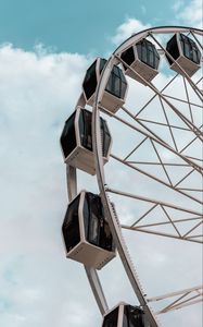 Preview wallpaper ferris wheel, attraction, booths, sky, metallic