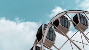 Preview wallpaper ferris wheel, attraction, booths, sky, metallic