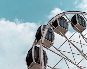 Preview wallpaper ferris wheel, attraction, booths, sky, metallic