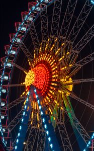 Preview wallpaper ferris wheel, attraction, booths, backlights
