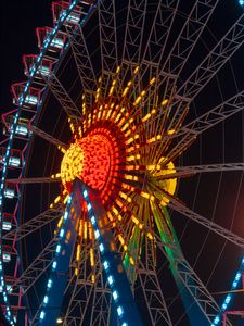 Preview wallpaper ferris wheel, attraction, booths, backlights