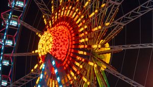 Preview wallpaper ferris wheel, attraction, booths, backlights