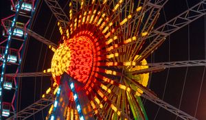 Preview wallpaper ferris wheel, attraction, booths, backlights