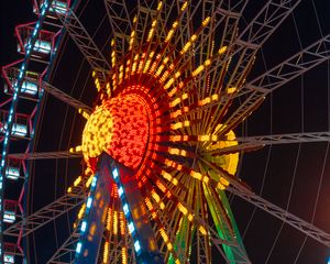 Preview wallpaper ferris wheel, attraction, booths, backlights