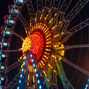 Preview wallpaper ferris wheel, attraction, booths, backlights