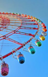 Preview wallpaper ferris wheel, attraction, booths, construction, colorful