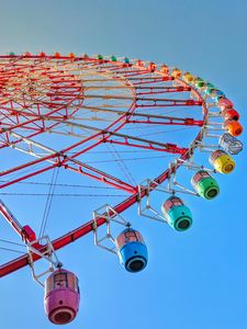 Preview wallpaper ferris wheel, attraction, booths, construction, colorful